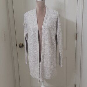 Pure Jill, Size S, Ivory, Beige, Gray Knit Open Cardigan with Pockets.  EUC.
